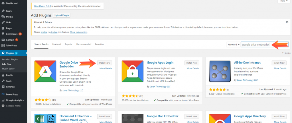 Un guide simple pour intégrer Google Drive dans WordPress 4 Search bar.png