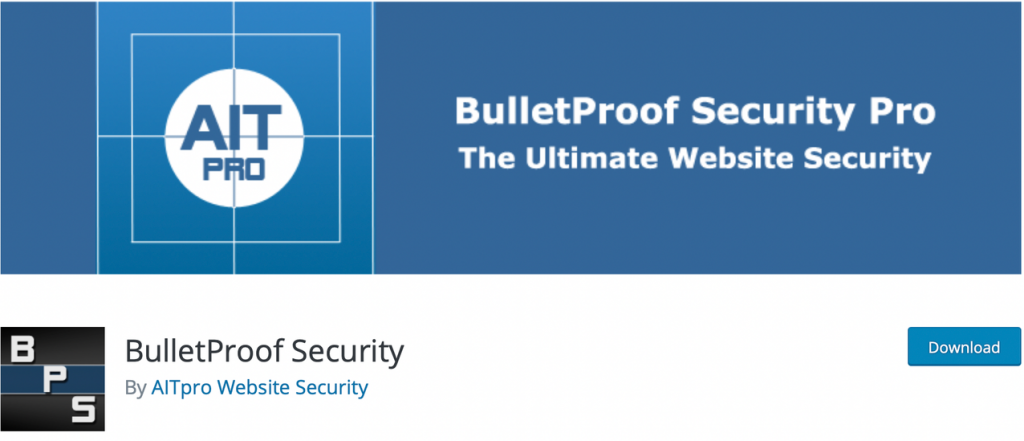 Plugin Keamanan BulletProof Security Pro WordPress The official banner image for "BulletProof Security Pro" plugin, with it's branding.