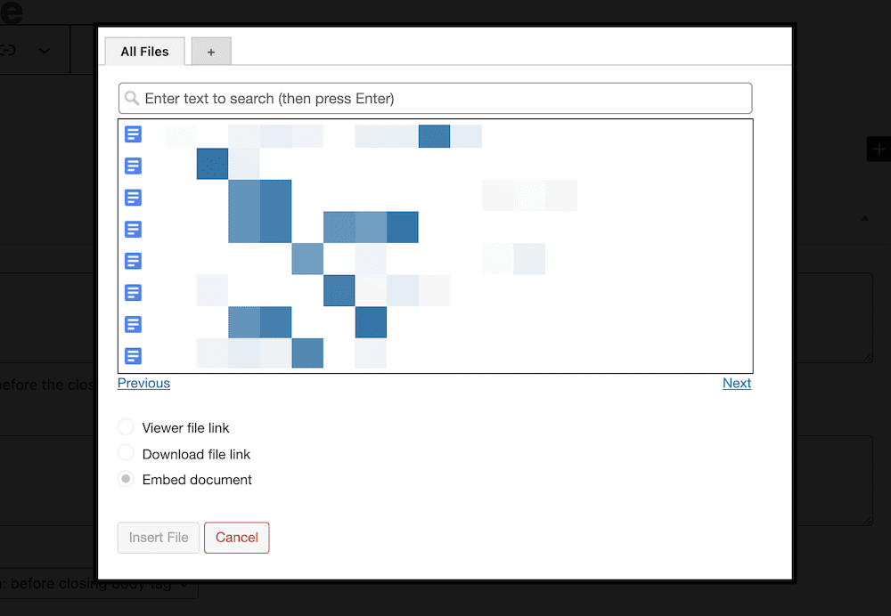 Come pubblicare i dati di Fogli Google su un sito Web WordPress 42 The Google Drive Embedder dialog.