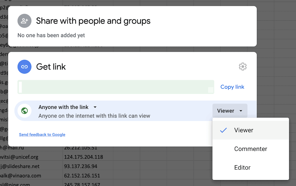 Come pubblicare i dati di Fogli Google su un sito Web WordPress 34 Choosing the right viewing permissions.