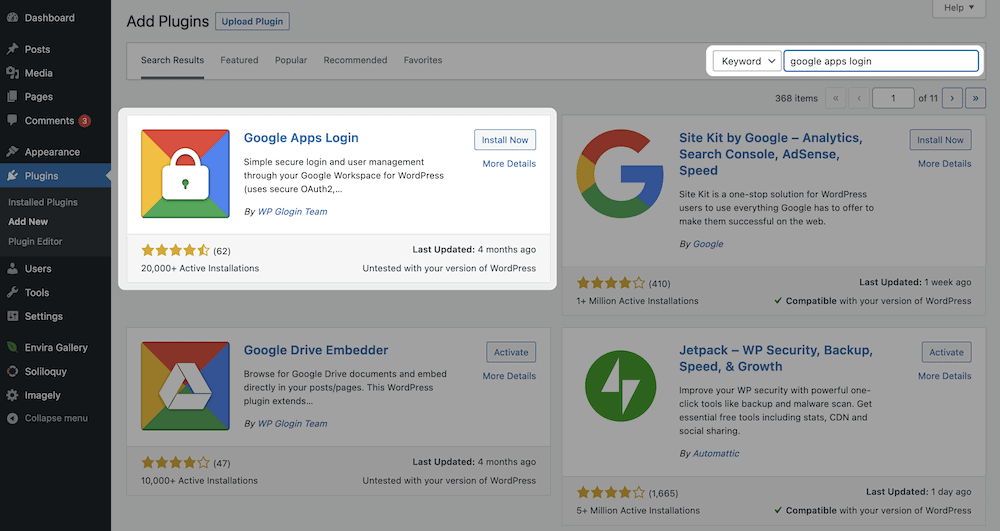 Come pubblicare i dati di Fogli Google su un sito Web WordPress 26 The Google Apps Login plugin in WordPress.