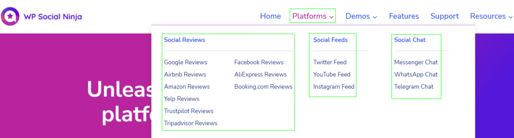 Plateformes WP Social Ninja