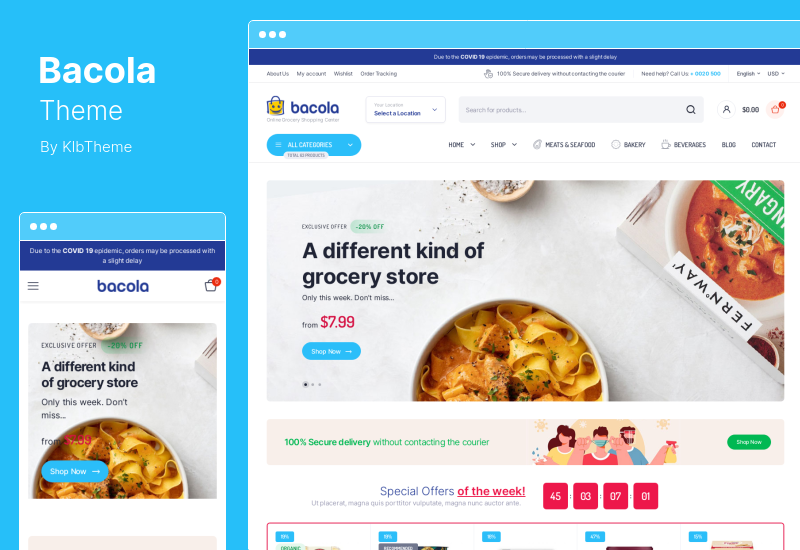 Thème Bacola - Thème épicerie et commerce électronique alimentaire