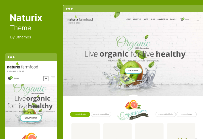 Thème Naturix - Thème Woocommerce pour magasin bio