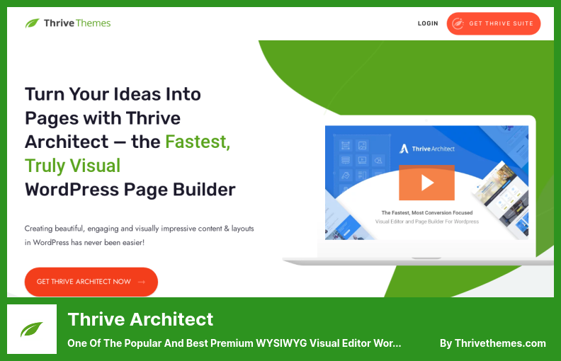 Thrive Architect Plugin - Um dos mais populares e melhores plugins premium do WordPress para editor visual WYSIWYG