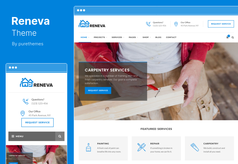 Reneva 테마 - Handyman & Renovation WordPress 테마