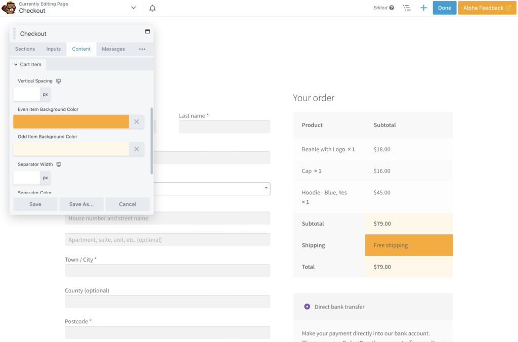Al crear una página de pago de WooCommerce, los colores son importantes