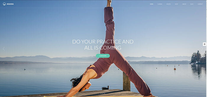 Asana - Tema WordPress de esporte e ioga