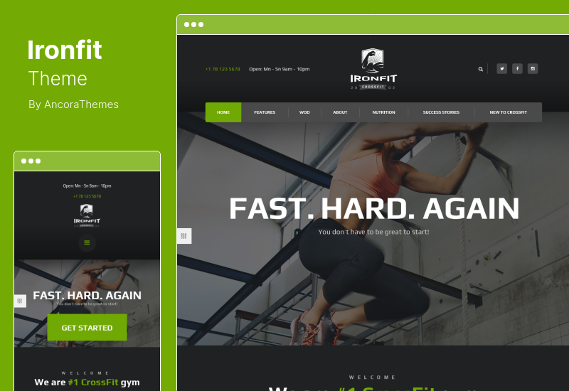 Ironfit 테마 - 피트니스, 체육관 Crossfit WordPress 테마