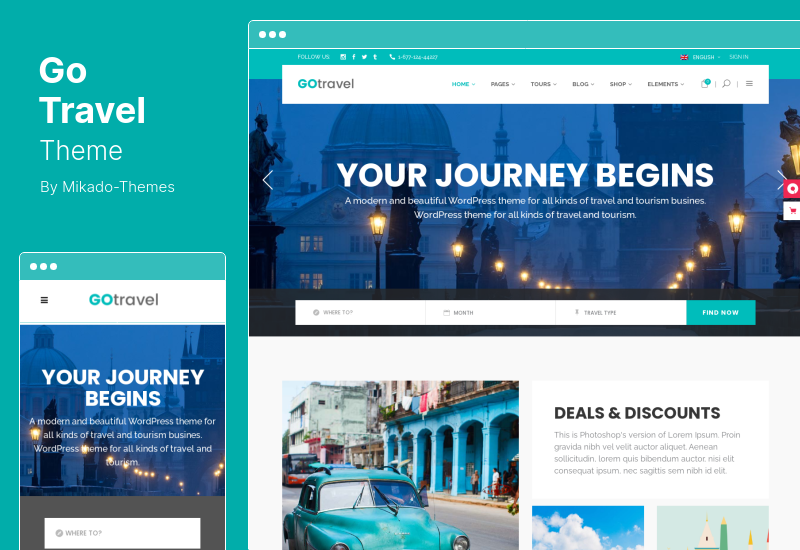 GoTravel 主題 - 旅行社 WordPress 主題
