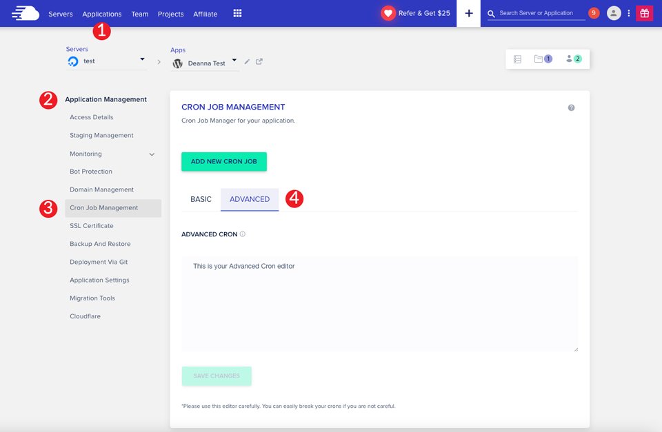 Agregue un trabajo cron real a Cloudways