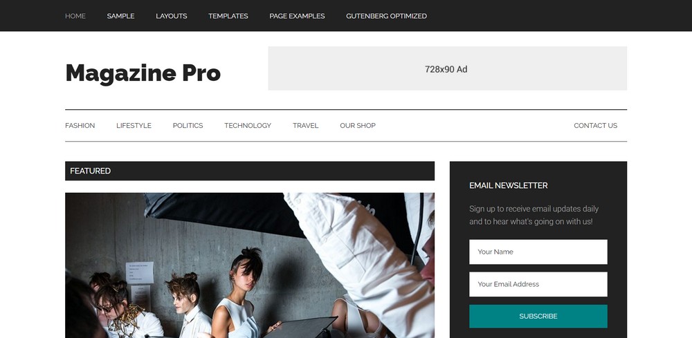 Template demo situs web Magazine Pro