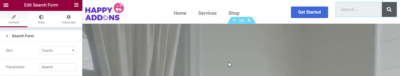 Elementor検索アイコンをWebサイトメニューに追加する方法3 Set Search Skins