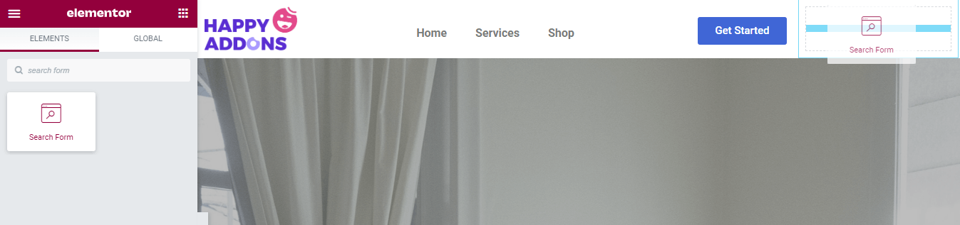 Elementor検索アイコンをWebサイトメニューに追加する方法2 Add Elementor Search Form Widget
