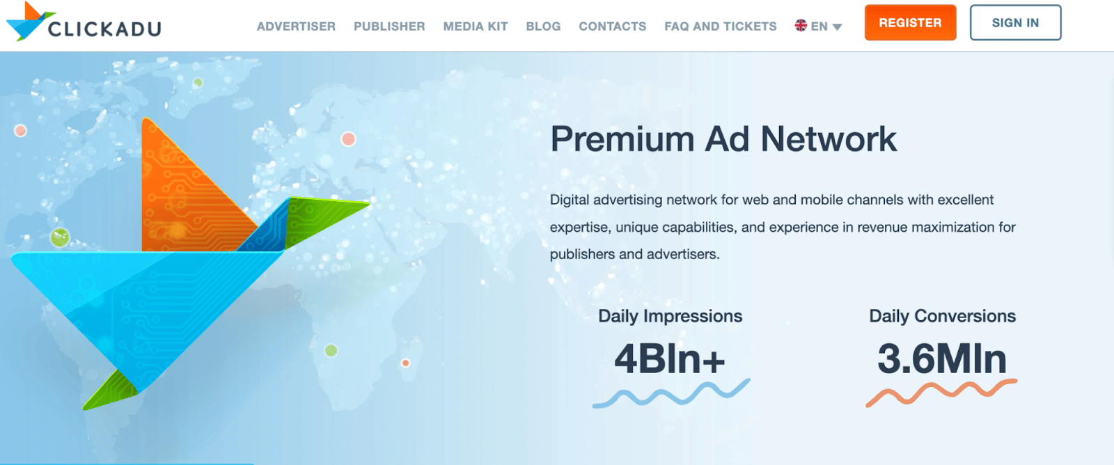 Clickadu 的主頁