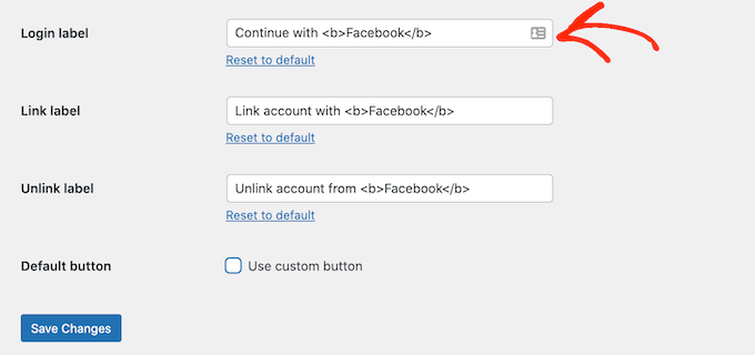 Facebookのログインラベルを編集する Editing the Facebook login label