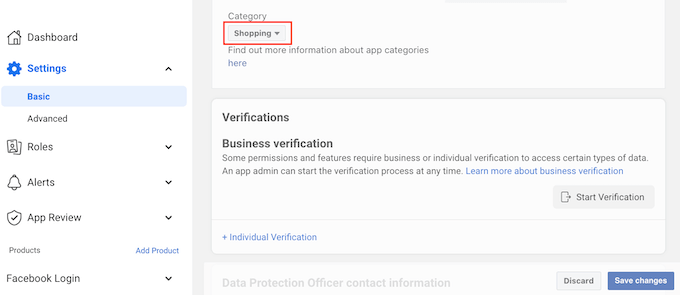 Facebookのソーシャルログインカテゴリの選択 Choosing a social login category for Facebook