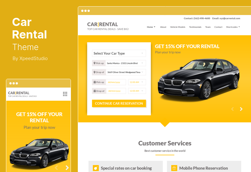Araba Kiralama Teması - Araba Kiralama Açılış Sayfası WordPress Teması