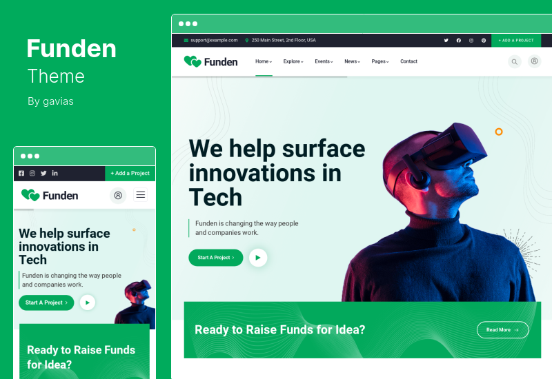 Funden Teması - Kitle Fonlaması Yardım Kuruluşu WordPress Teması