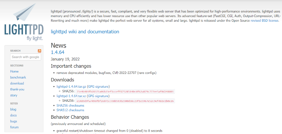 Lighttpd web sunucusu yazılımı.