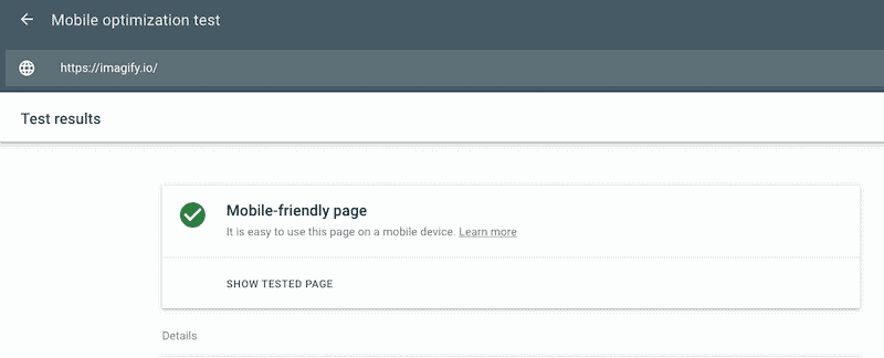 Résultat de page adapté aux mobiles - Source : Google Search Console