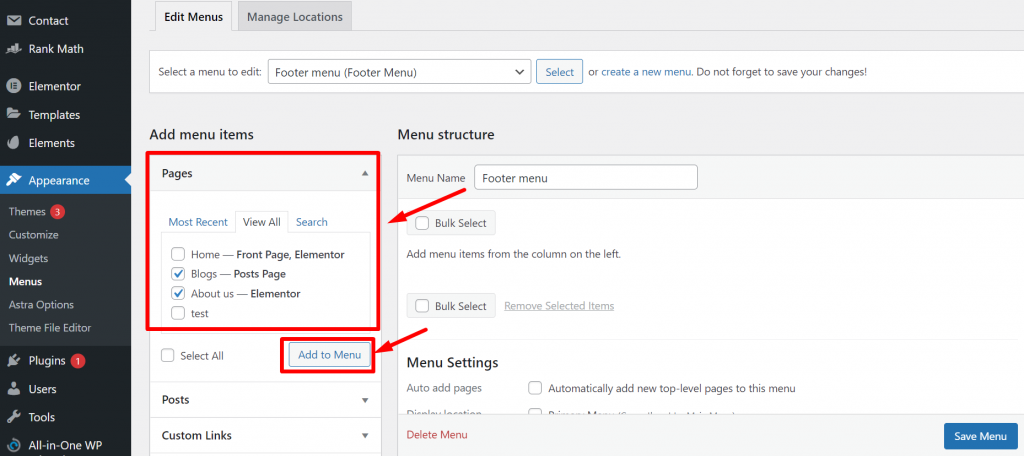 Comment modifier le pied de page dans WordPress en 3 étapes faciles ? 19 Add Menu to the Footer