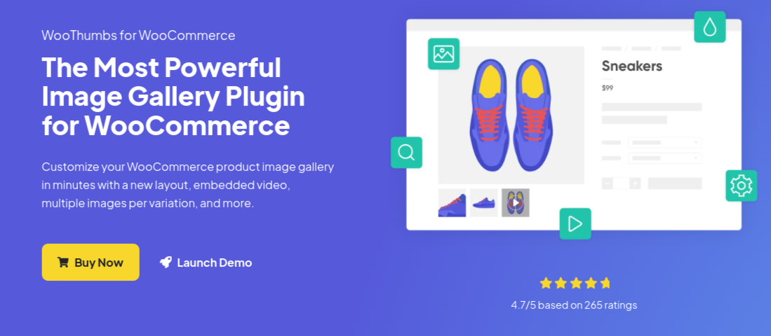 Die WooThumbs für WooCommerce-Plugin-Website.