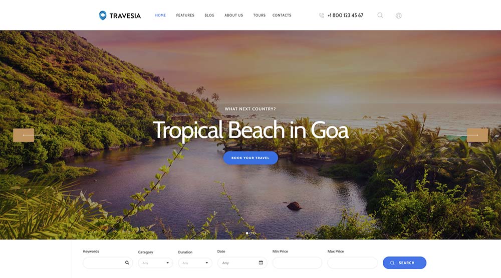 10+ лучших тем WordPress для аренды жилья 7 Travesia WordPress Theme