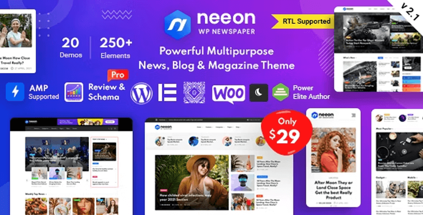 Neon - tema WordPress per blog tecnologico