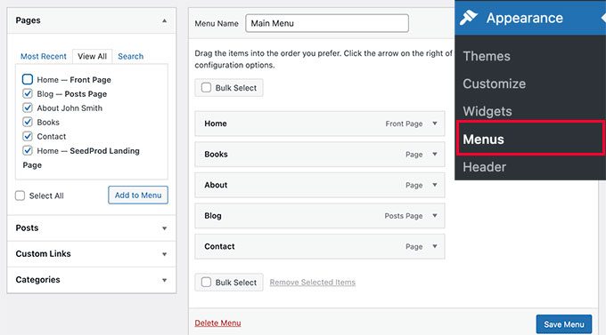 Ajouter un menu de navigation Add navigation menu