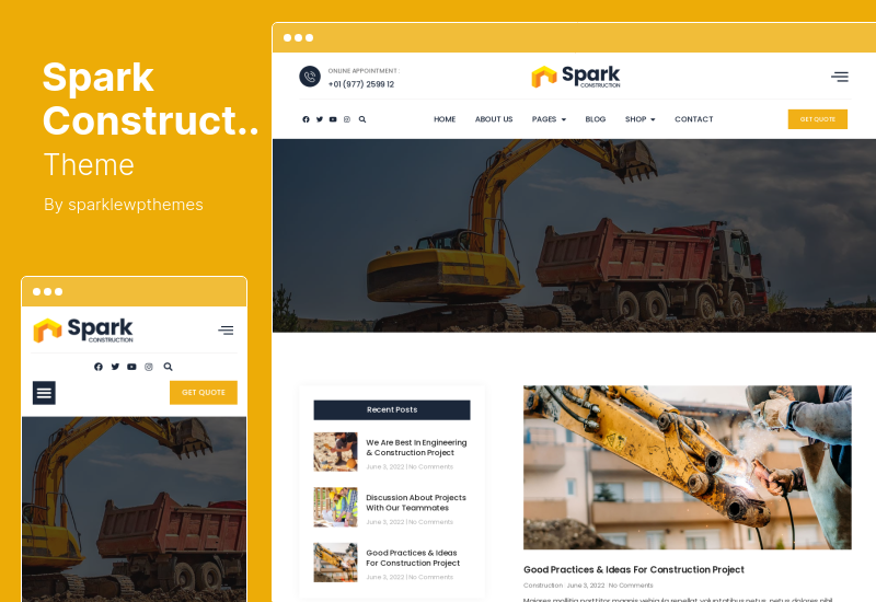 Spark Construction Theme - набор шаблонов Construction Elementor
