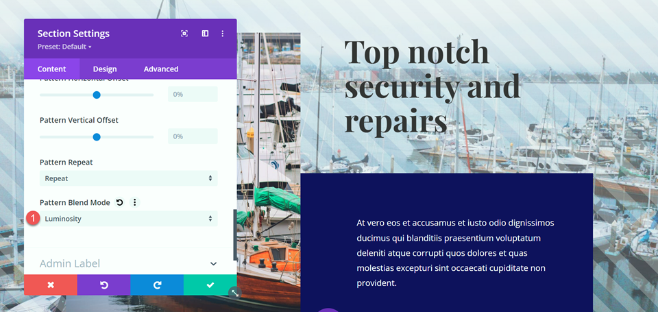 Patrón de fondo Divi Modo de fusión Diseño 3 Modo de fusión