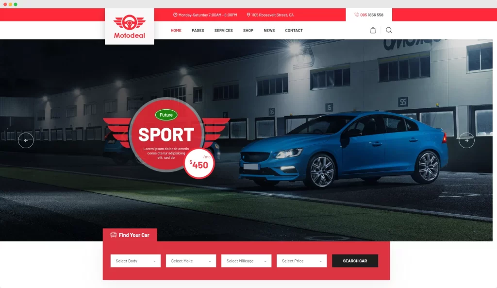 Motodeal - Dealer samochodów i sklasyfikowany motyw WordPress