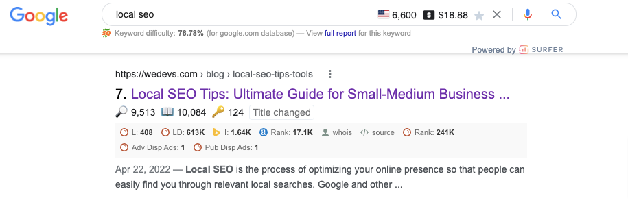 Local SEO 검색결과 이미지