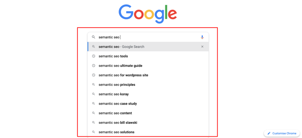 Google 추천 키워드 목록