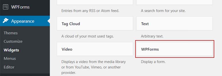 WPForms 위젯