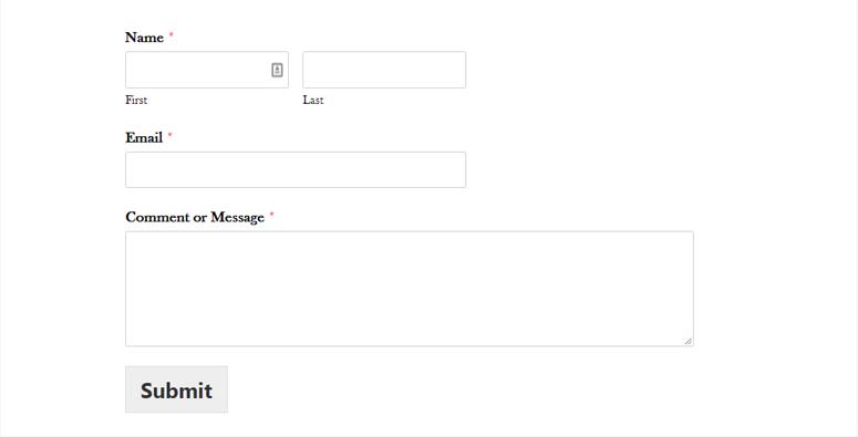 WPForms 문의 양식 예