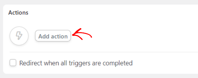 Kliknij przycisk dodawania akcji Click the add action button