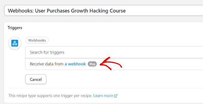 Wybierz odbieraj dane z webhooka Select receive data from a webhook