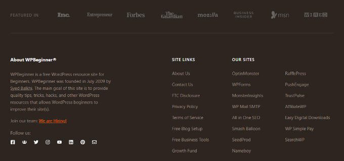 Połącz witryny w stopce Connect sites in footer