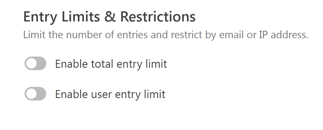 Limites e restrições de entrada do formulário WPForms