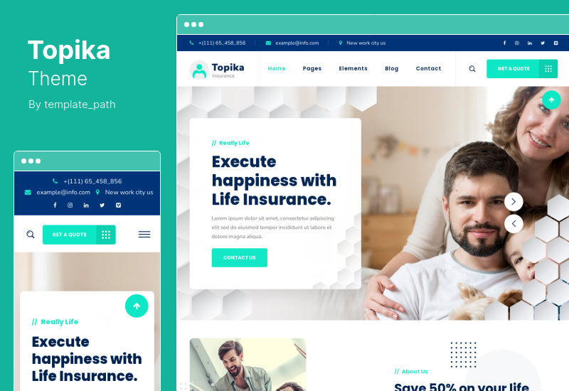 Topika 테마 - 보험 회사 WordPress 테마