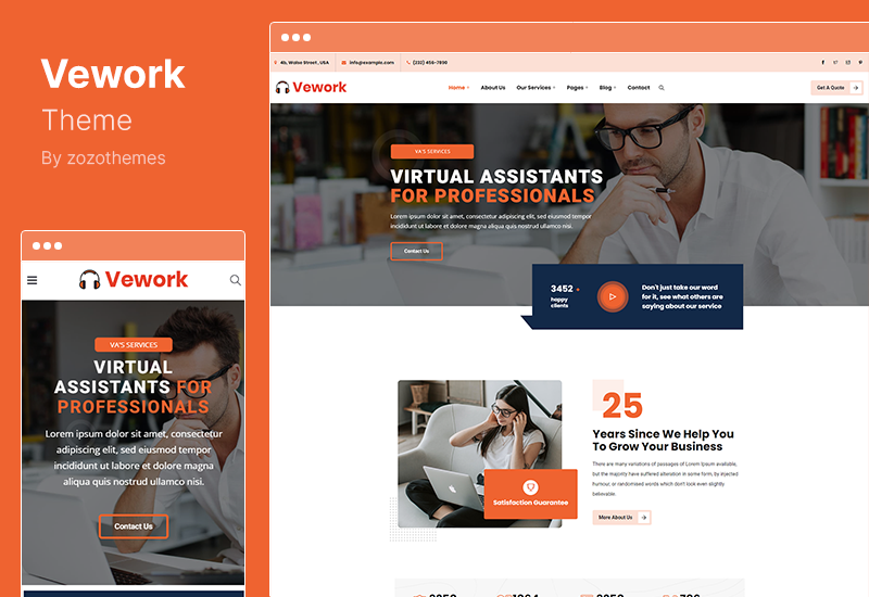 Tema Vework - Tema WordPress dell'assistente virtuale