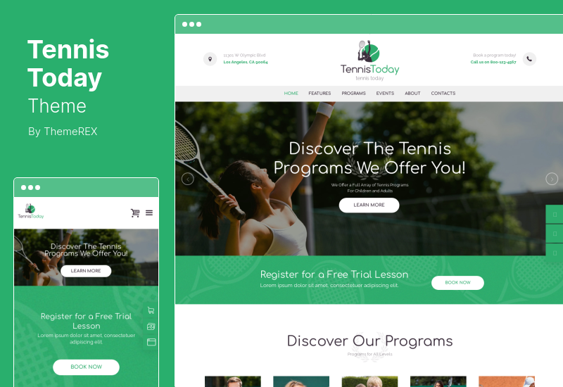 Tennis Today Teması - Spor Okulu ve Etkinlikleri WordPress Teması