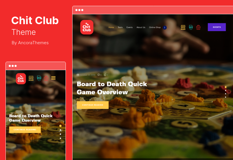 Chit Club Teması - Masa Oyunları Kulübü Anticafe WordPress Teması