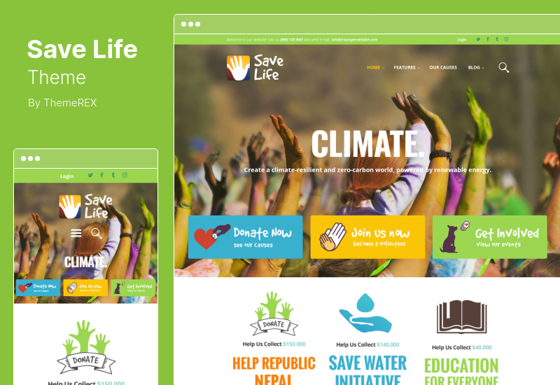 Save Life Theme - Non-Profit, Wohltätigkeitsspenden WordPress Theme