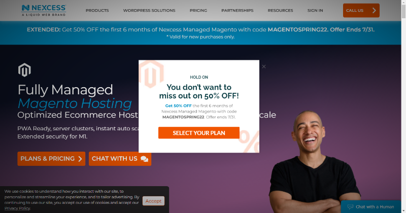 screenshot dell'hosting di nexcess magento 2
