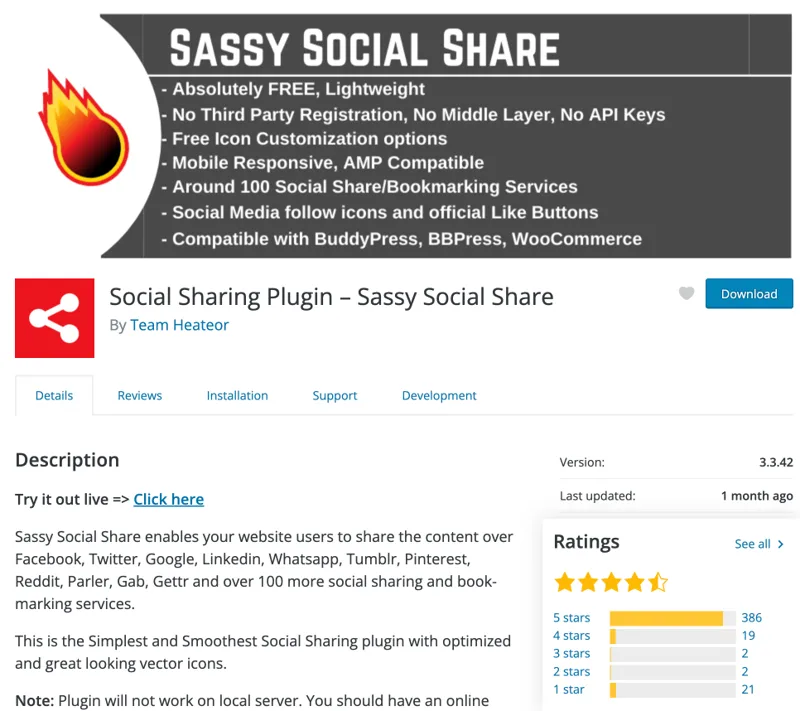 Wtyczka Sassy Social Share