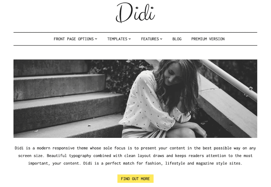 Une capture d'écran du thème WordPress Didi Lite en action.