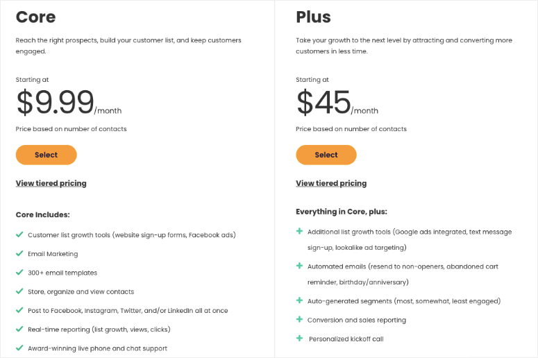 コンスタントコンタクトの価格設定-IsItWP-無料のWordPressテーマ検出器 constant contact pricing